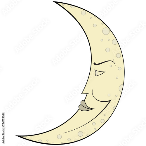 Moon cartoon character vector illustration