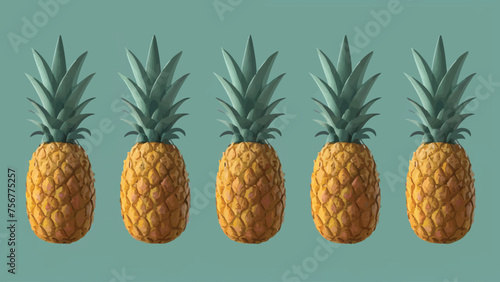 Vector Pineapple Illustration in Sleek Flat Design: Vibrant, Modern, and Engaging Artwork photo