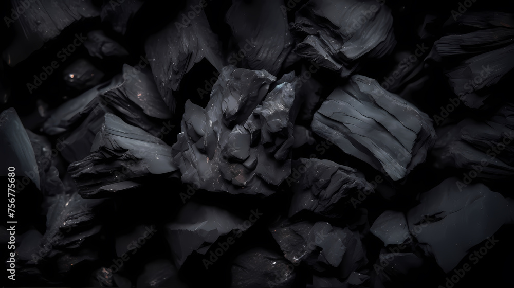 Close-up of black coal, energy fuel