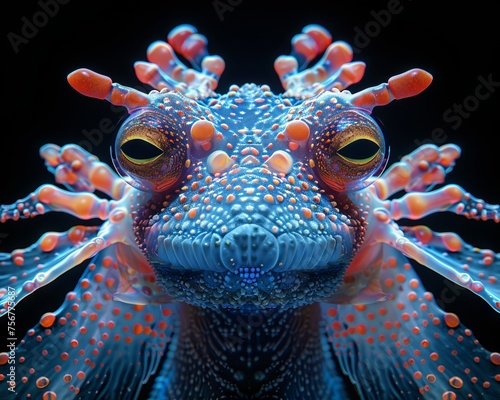 Breathtaking portrait of a mysterious reptile on a black background