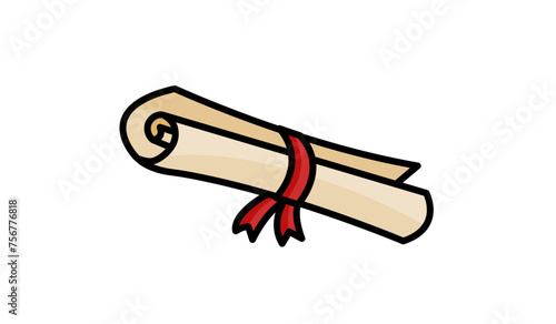 diploma rolled scroll, the symbol of graduation day, isolated vector element