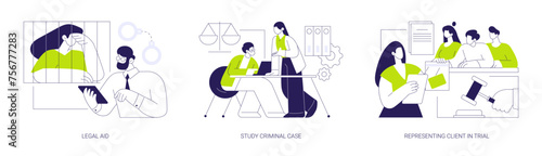 Criminal lawyer abstract concept vector illustrations.