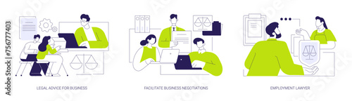 Commercial law abstract concept vector illustrations.