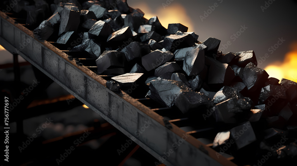 Obraz premium Close-up photo of black coal
