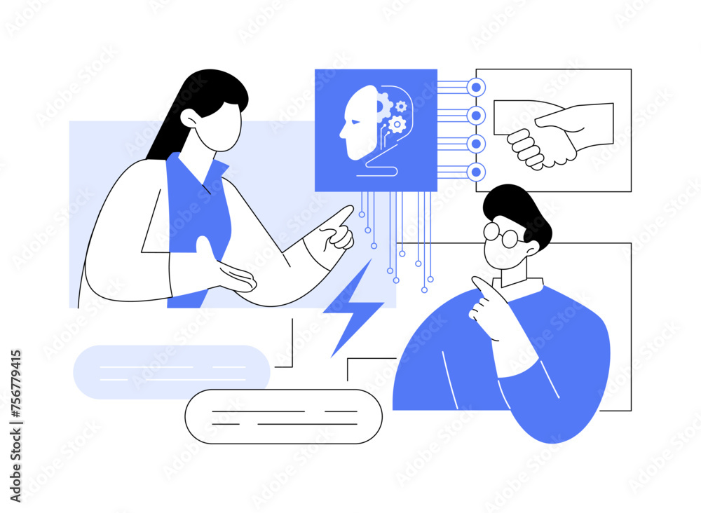 AI-Assisted Conflict Resolution abstract concept vector illustration.