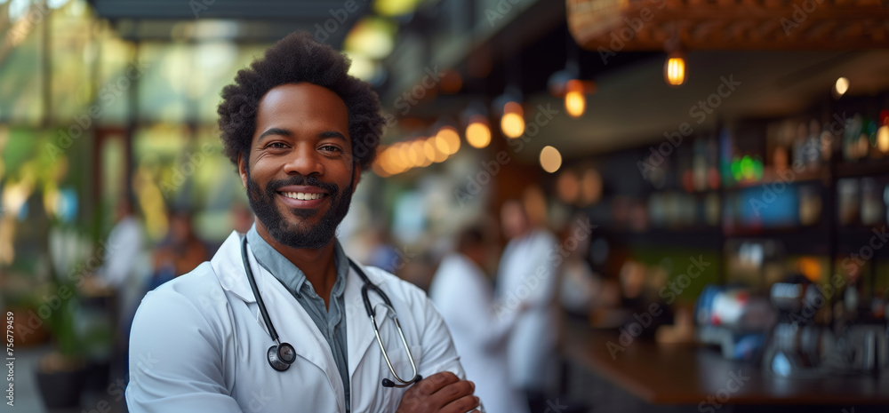 Fototapeta premium Smiling doctor standing in hospital