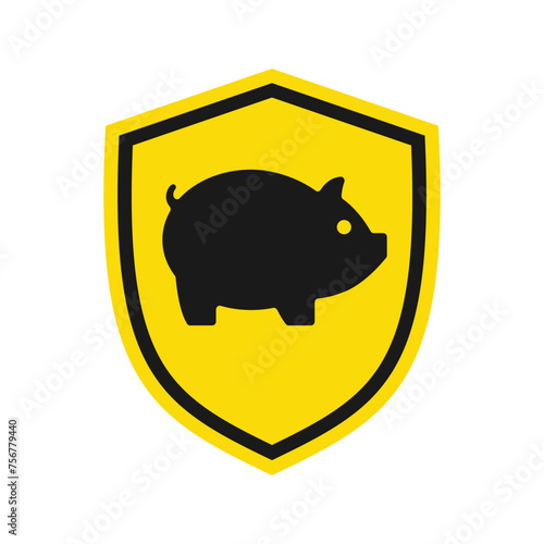 Pig icon in a shield. Vector illustration