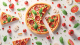 pizza with tomato sauce and basil