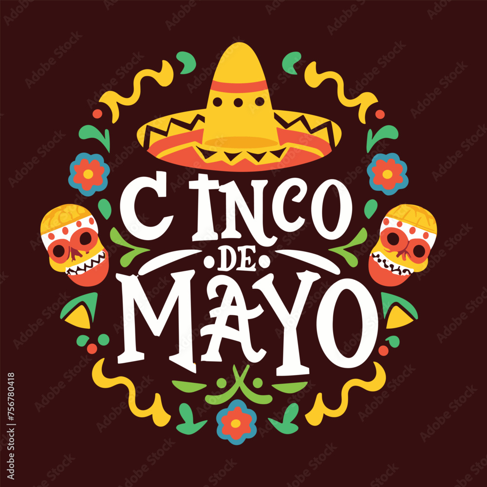Cinco de mayo background with mexican elements vector