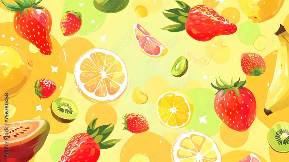 Fresh fruits background, fruity wallpaper, food and drinks