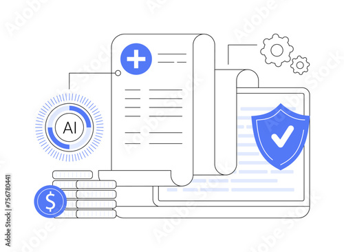 AI-Streamlined Medical Billing and Coding abstract concept vector illustration.