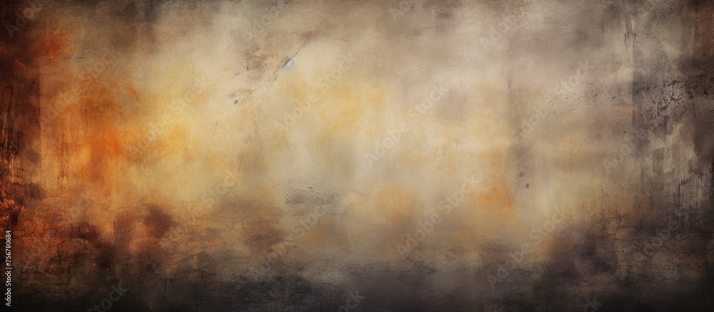 The natural landscape painting depicts a smoky sky with cumulus clouds in shades of peach, creating a pattern against the horizon