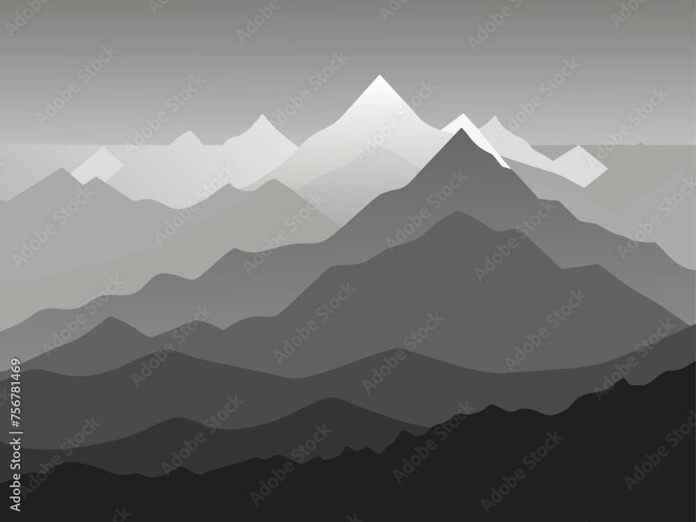 Vector background: gradient mountain landscape
