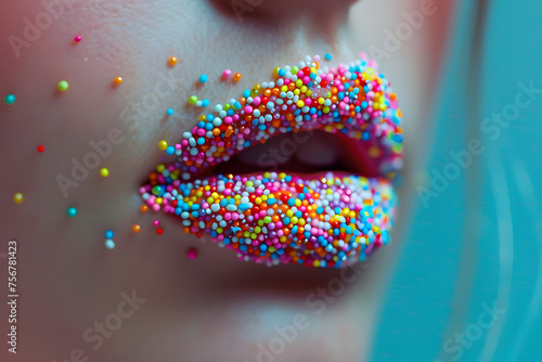 Lips made of colorful sugar beads.