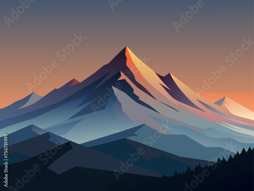 Mountain landscape in vector  gradient background 