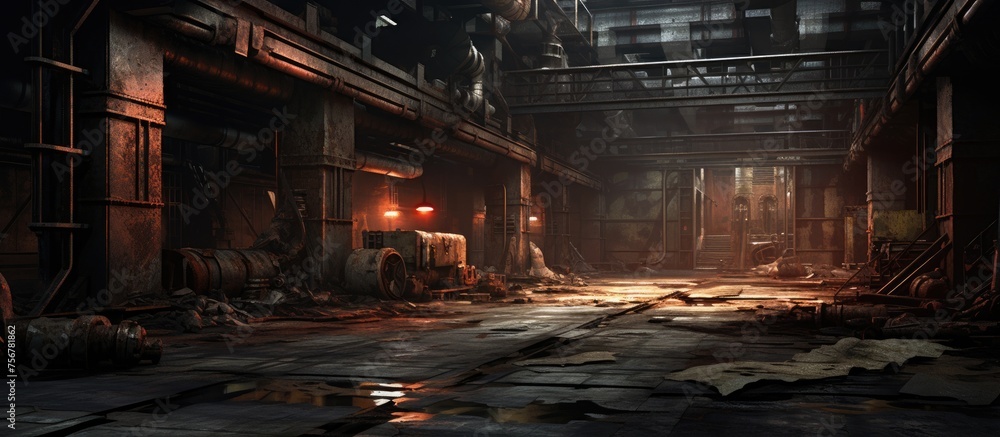 Interior of a deserted deteriorating factory Interior of a deserted deteriorating factory