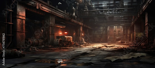 Interior of a deserted deteriorating factory