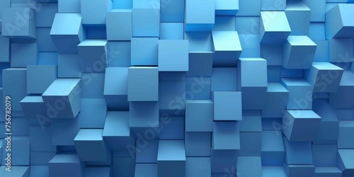 A blue wall made of cubes - stock background.