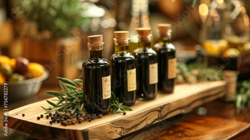 Refined olive oil tasting set  embodying the essence of Mediterranean culinary excellence.