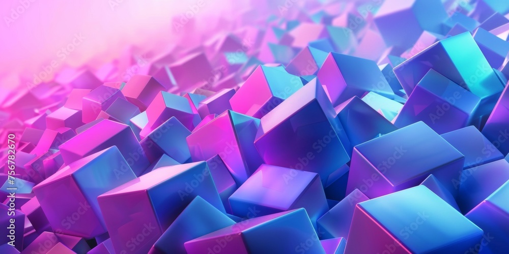 A colorful image of many blue and purple cubes - stock background. A colorful image of many blue and purple cubes - stock background.