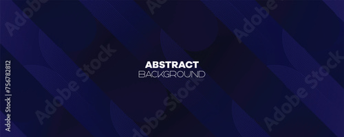 Abstract Dark Blue Waving circles lines Technology Banner Background. Modern Navy Blue gradient with glowing lines shiny geometric diagonal shape for brochure, cover, poster, banner, website, header