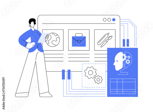 AI-Enhanced Curriculum Development abstract concept vector illustration.