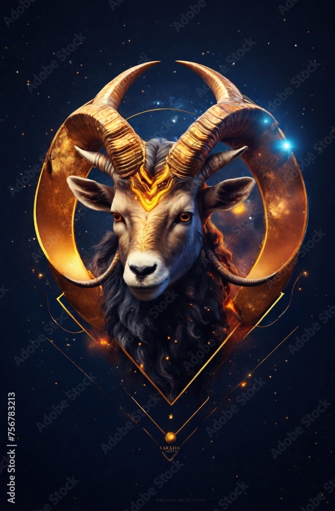 astrology Capricorn zodiac sign Realistic 3D illustration ram or mouflon head Zodiac characteristic astrology Capricorn zodiac sign Realistic 3D illustration ram or mouflon head Zodiac characteristic