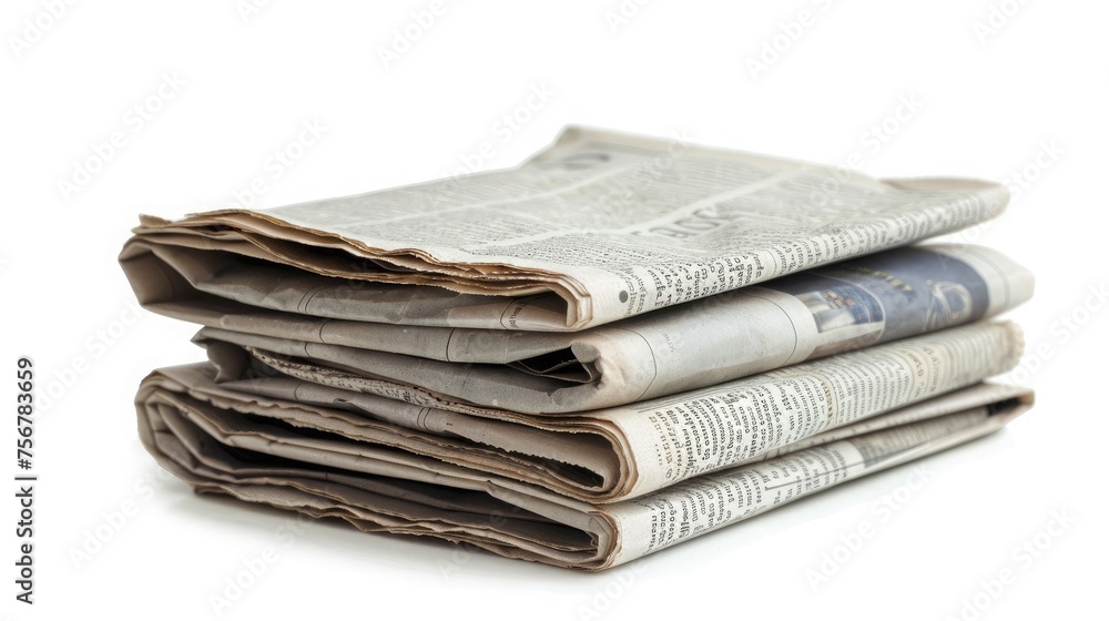 stack of newspapers isolated on white