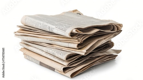 stack of old newspapers isolated