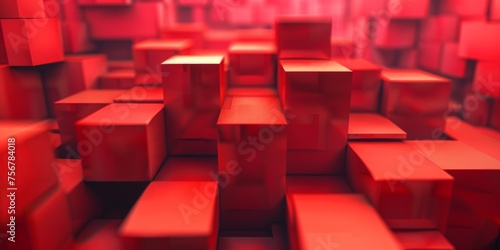 A close up of red cubes arranged in a pattern - stock background.