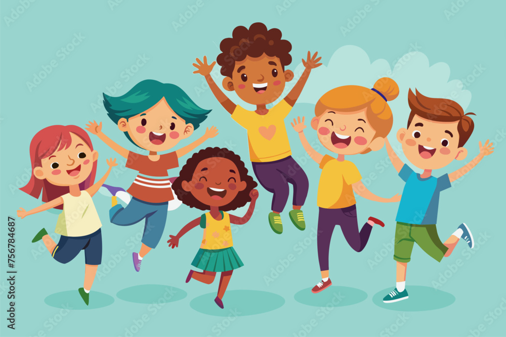 Happy Kids Having Fun: Joy Vector Illustration
Happy Kids Having Fun: Joy Vector Illustration