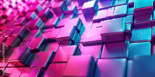 A colorful image of blocks with a blue and pink background - stock background.