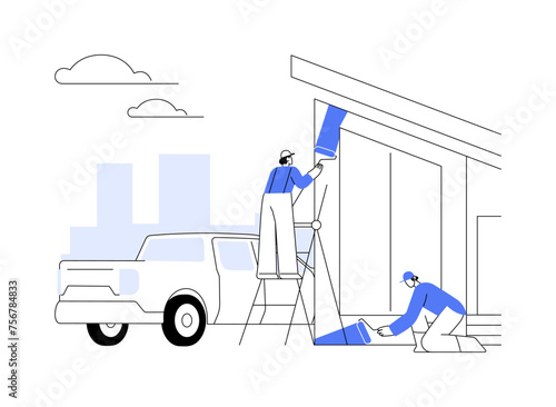 Professional wall painting abstract concept vector illustration.