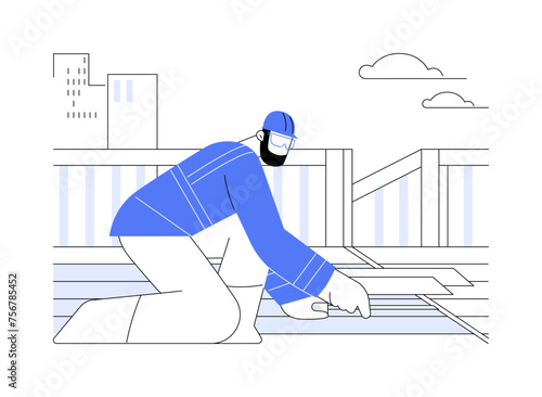 Decks and patios repair abstract concept vector illustration.