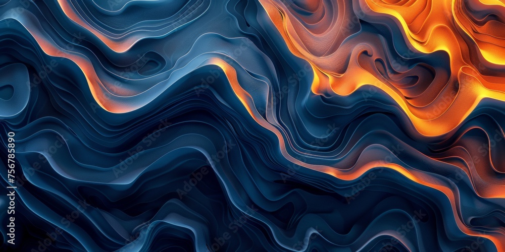 A blue and orange wave with a yellow line in the middle - stock background. A blue and orange wave with a yellow line in the middle - stock background.
