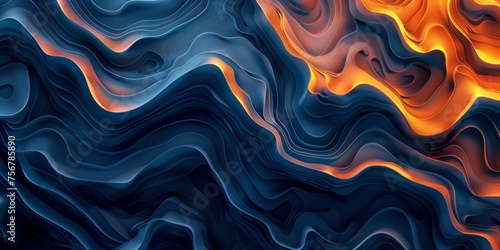 A blue and orange wave with a yellow line in the middle - stock background.