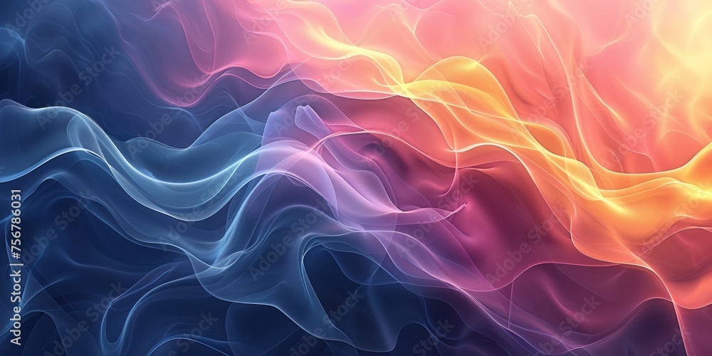 A colorful, abstract image of a wave with a blue and orange stripe - stock background.