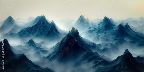Abstract, 3D Background, Wallpaper, Mountains, Fog, Dark, Moody, Digital background © Alex Porter