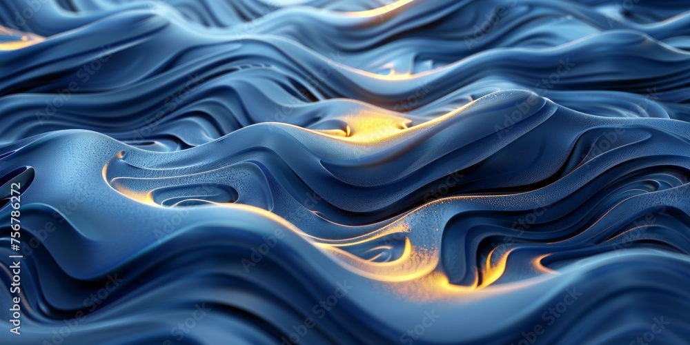 A blue ocean with waves and a yellow sun in the sky - stock background. A blue ocean with waves and a yellow sun in the sky - stock background.