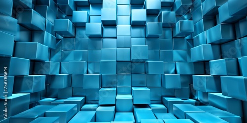 A blue room with blue blocks - stock background. © ColdFire