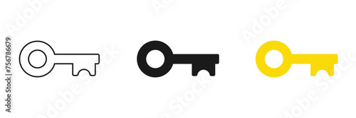 Retro key icon set. Vector illustration
