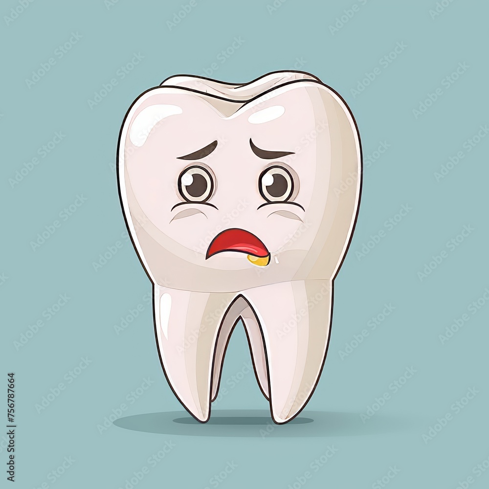 An unhappy tooth with a cavity on a plain background. An unhappy tooth with a cavity on a plain background.