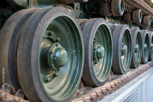 Close up of tank tracks photo