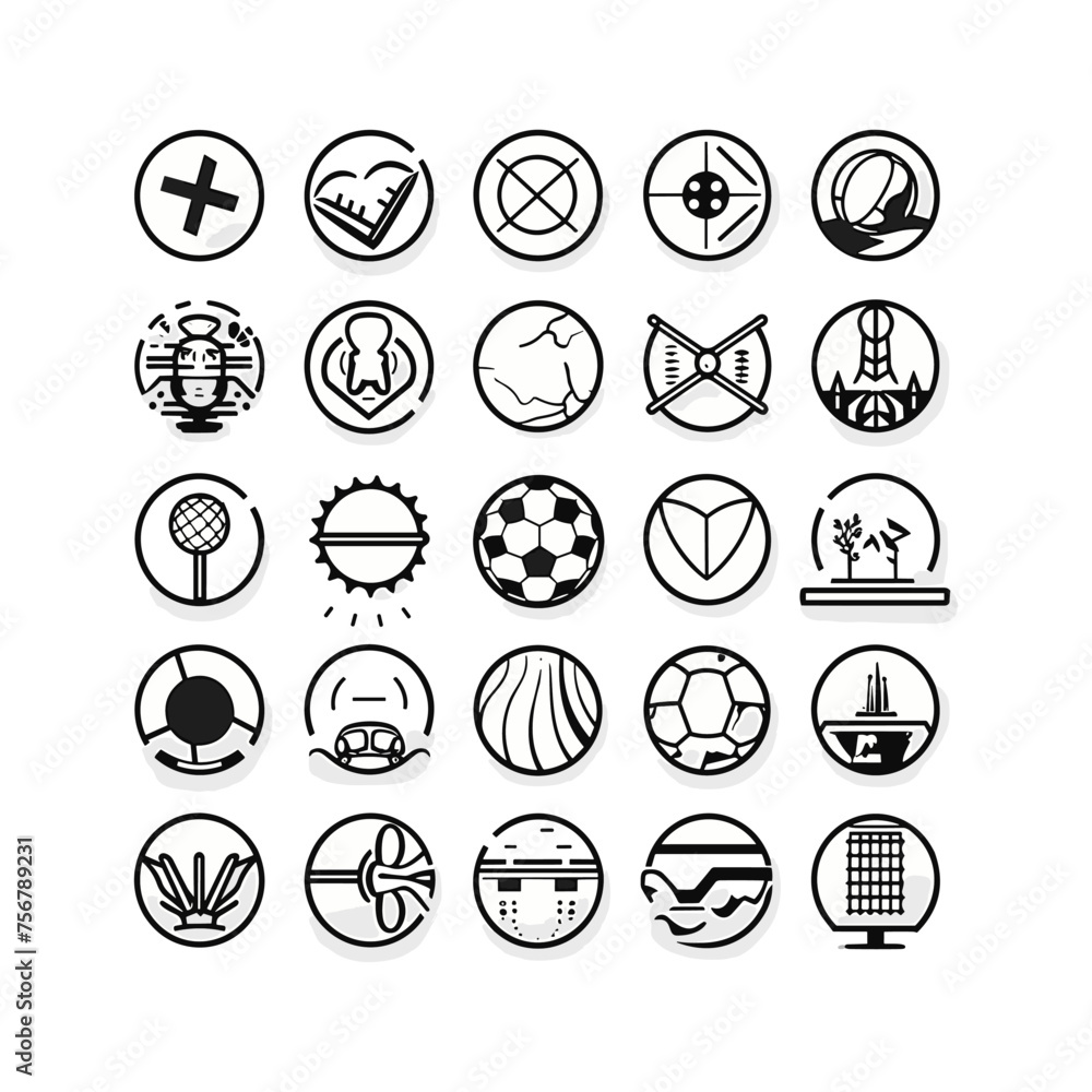a black and white icon set for sport, emblem set, line art, icon set a black and white icon set for sport, emblem set, line art, icon set