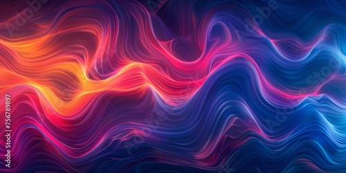 A colorful, abstract painting with a blue and red wave - stock background.