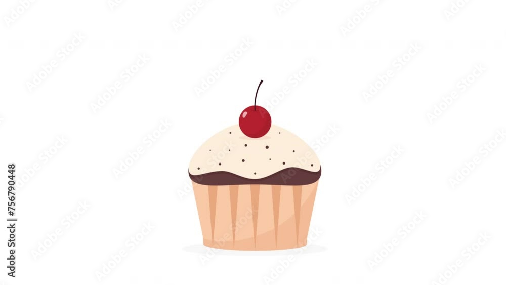 Chocolate muffin with cherry. Cupcake on white background. Sweet dessert Chocolate muffin with cherry. Cupcake on white background. Sweet dessert