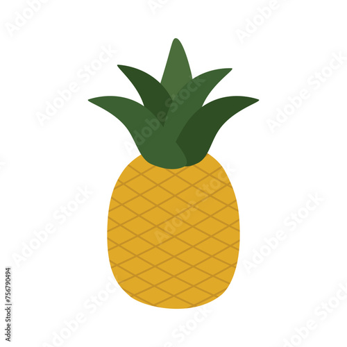 Flat style pineapple cards for teaching toddlers and preschoolers. Simple style card for children's development.
