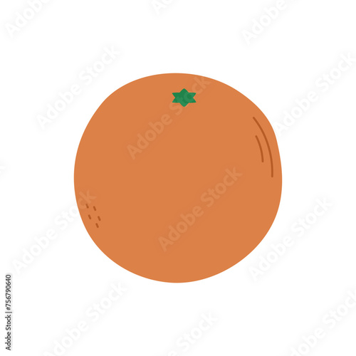 Orange in flat style for teaching toddlers and preschool children. Primitive style cards for toddler development.