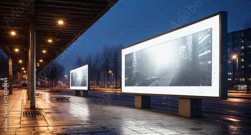 A large empty billboard in the city