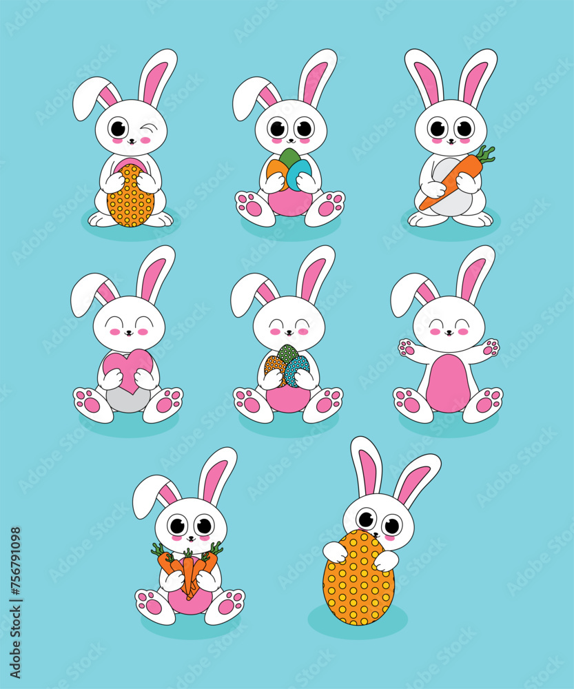 Easter Vectors Of 8 Cartoon Easter Bunny Rabbit For Easter Sunday Easter Vectors Of 8 Cartoon Easter Bunny Rabbit For Easter Sunday